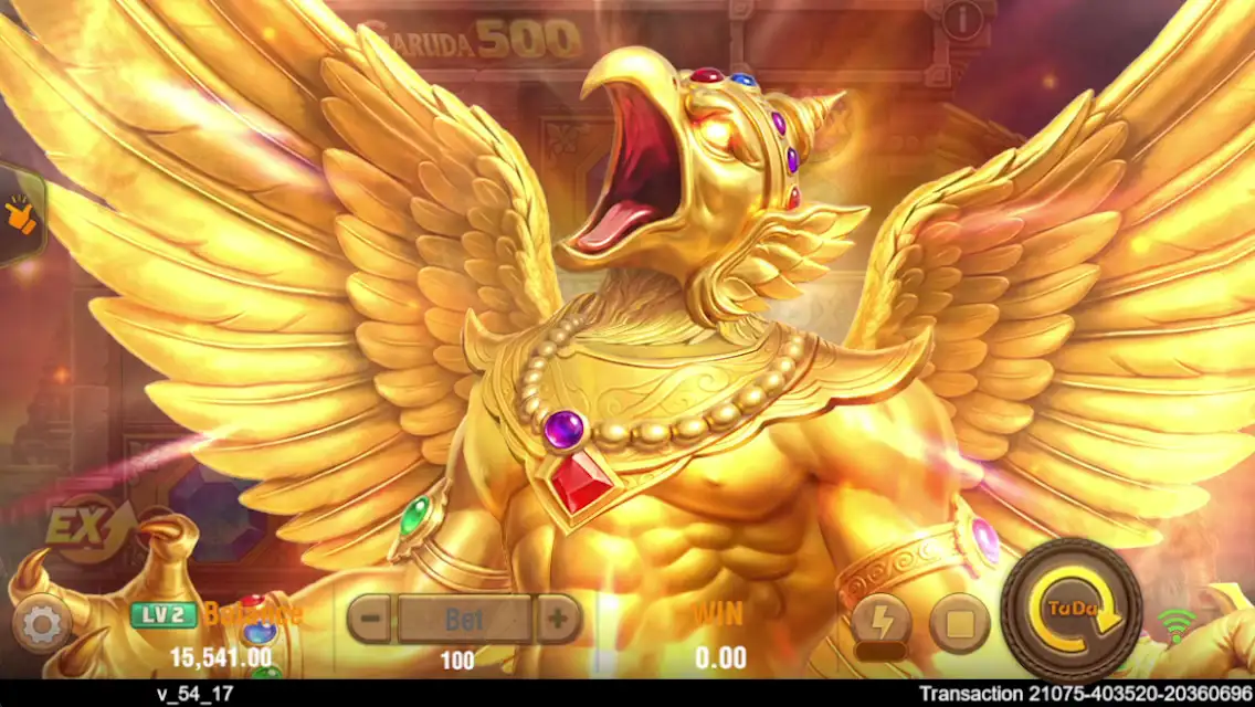 Modo demo de Fortune Garuda 500 con saldo virtual y controles de apuesta